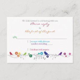 Pássaros Flores Casamento Tema Arco-íris RSVP Resp