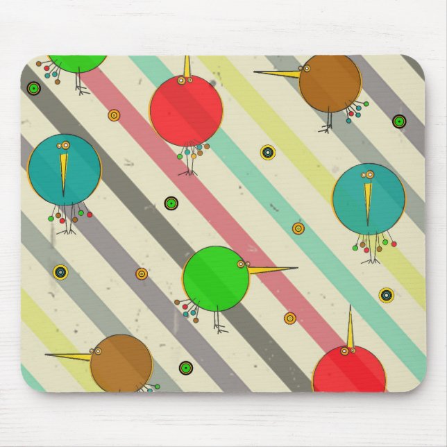 Pássaros Funky Mousepad listrado (Frente)