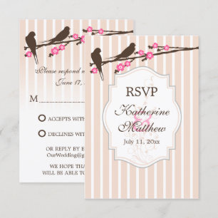 Pássaros na Flor Sakura RSVP / Cartões de Resposta