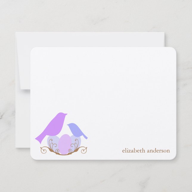 Pássaros Nest Flat Obrigado Cartões (Frente)