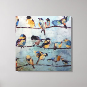 Pássaros no impressão das canvas do fio
