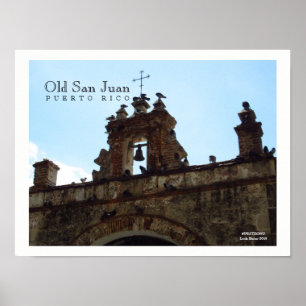 Pássaros no poster velho de San Juan Puerto Rico