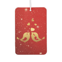 Pássaros ouros Corações Vermelho Brilhante Belo Ru