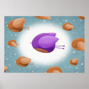 Pássaros que voam - impressão do poster
