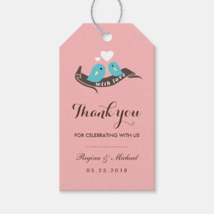 Pássaros Rosa com Etiqueta de Presente para Casame