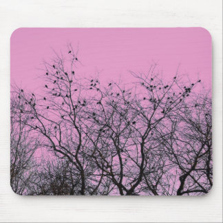 Pássaros Rosa e Árvores Mousepad