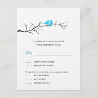 Pássaros Silhouettes Placas RSVP de Casamento - Tu