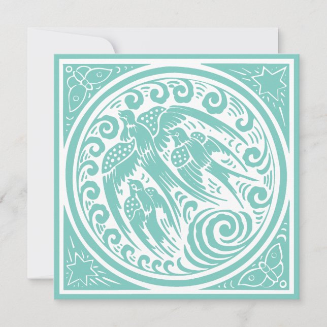 Pássaros Vintage com Borboletas e Estrelas (Frente)