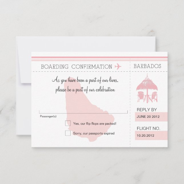 Passe de embarque RSVP para BARBADOS (Frente)