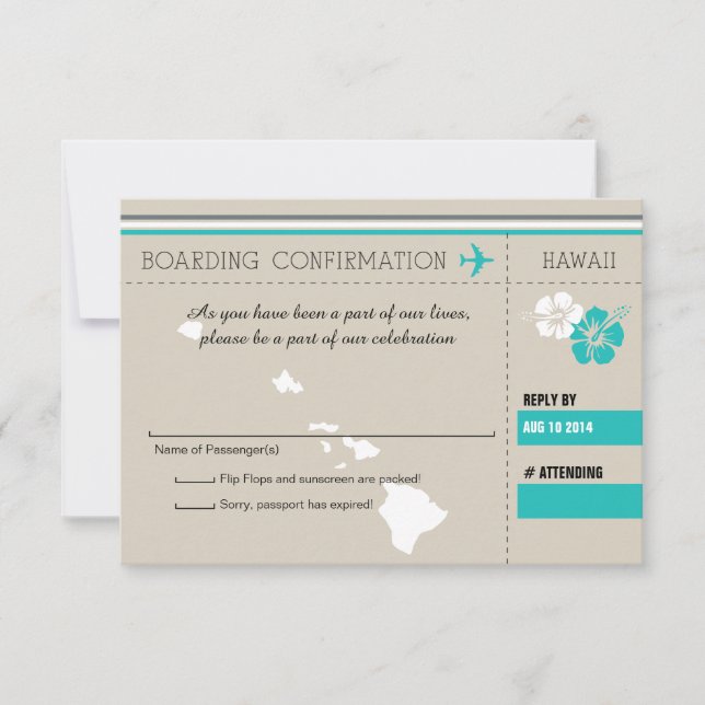 Passe de embarque RSVP para HAWAII (Frente)