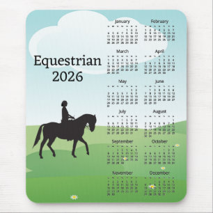 Passeio a Cavalo Design Calendário 2026 Mouse Pad