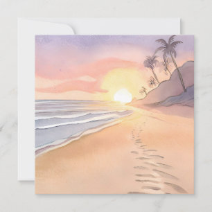 Passeio na Praia Cartão Plano de Aquarela do Oce