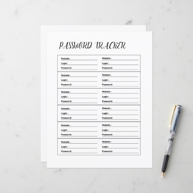 PASSWORD TRACKER (Frente/Verso In Situ)