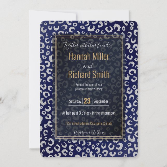 Pasta Azul Clássica Luminter Leopard Impressão Ani (Frente)