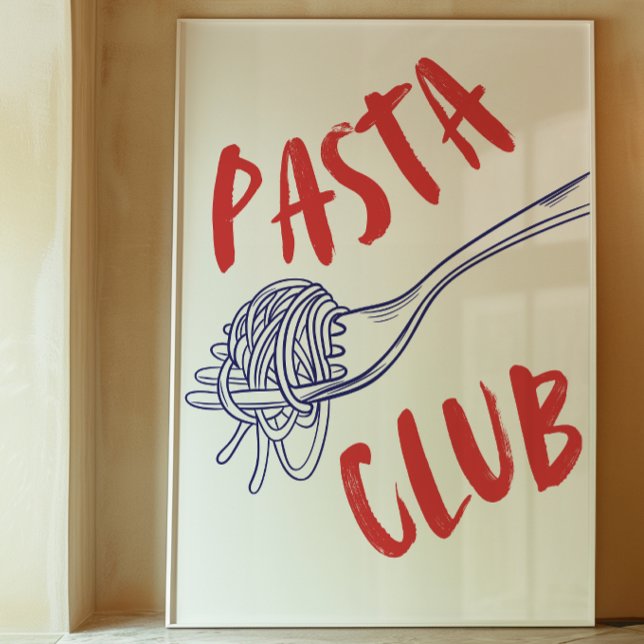 Pasta Club | Impressão de decoração de cozinha | T (Criador carregado)