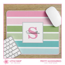Pasta de listras Monogramada Mouse Pad