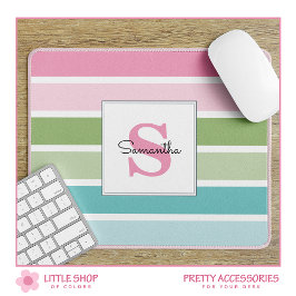 Pasta de listras Monogramada Mouse Pad