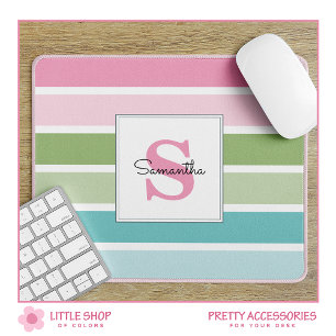 Pasta de listras Monogramada Mouse Pad