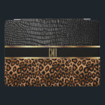 Pasta de monograma e padrão-leopardo<br><div class="desc">Couro preto monograma e capa de ipad de padrão leopardo marrom impresso em animais pretos, prontos para você personalizar. ✔ Nota: Nem todas as áreas de modelo precisam ser alteradas. 📌 Se você precisar de mais personalização, clique no botão "Clique para personalizar mais" ou "Personalizar ou Editar Design" e use...</div>