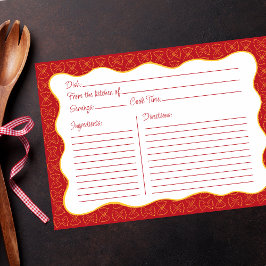 Pasta Padrão Vermelho Mão Desenhada Cartão de Rece