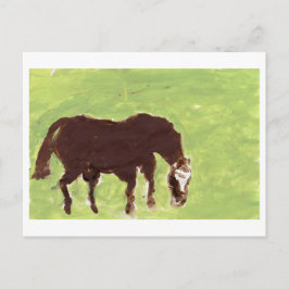 Pastagem de cavalos com cartão postal verde