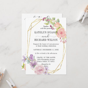 Pastéis perfeitos na moda florals Convite para Cas