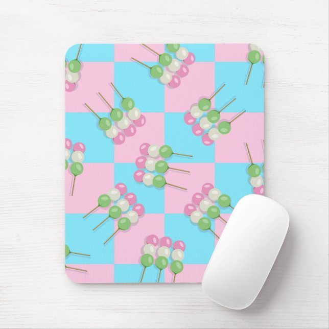 Pastel Azul-Rosa Verificado no Mousepad Dango (Com mouse)