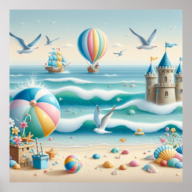Pastel Beach Nursery Poster (Frente)