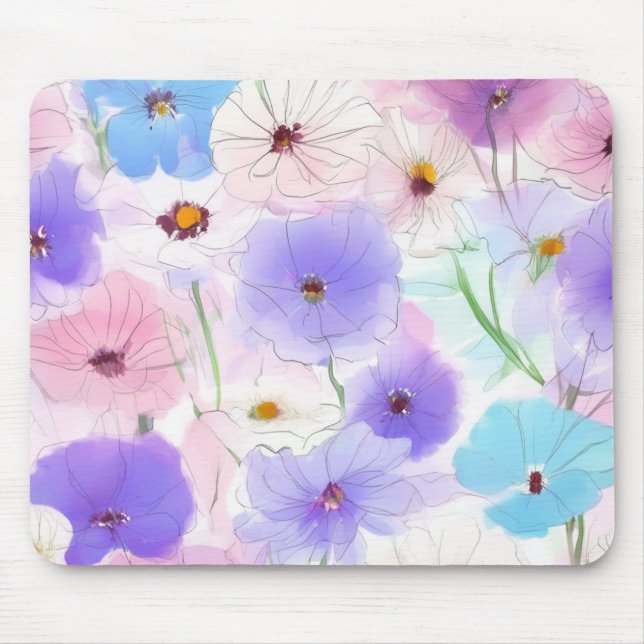 Pastel Bloom Flow Floral Mouse Pad (Frente)