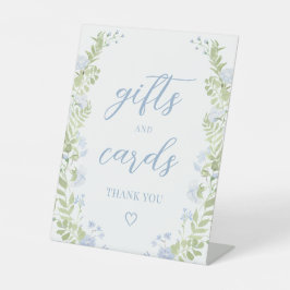 Pastel Blue Flower Wedding Gifts and Cards Sign