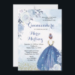 Pastel Blue Flowers Quinceañera Convite<br><div class="desc">Pastel Blue Flowers Quinceañera InvitationMis Quince Anos,  15 Birthday</div>