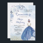 Pastel Blue Flowers Quinceañera Convite<br><div class="desc">Pastel Blue Flowers Quinceañera InvitationMis Quince Anos,  15 Birthday</div>