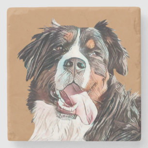 Pastel Cão Montanhês Bernês Porta-copos Mármore