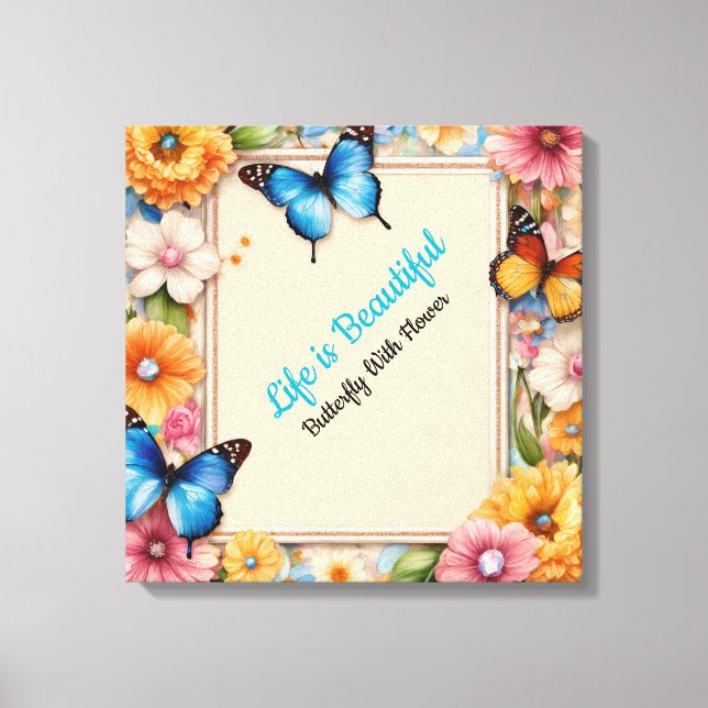 Pastel Cartoon Butterflies Canvas Poster – Cute (Frente)