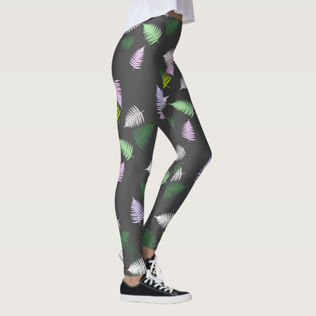 Pastel Colors Happy Green Fern Deixa Leggings (Direita)