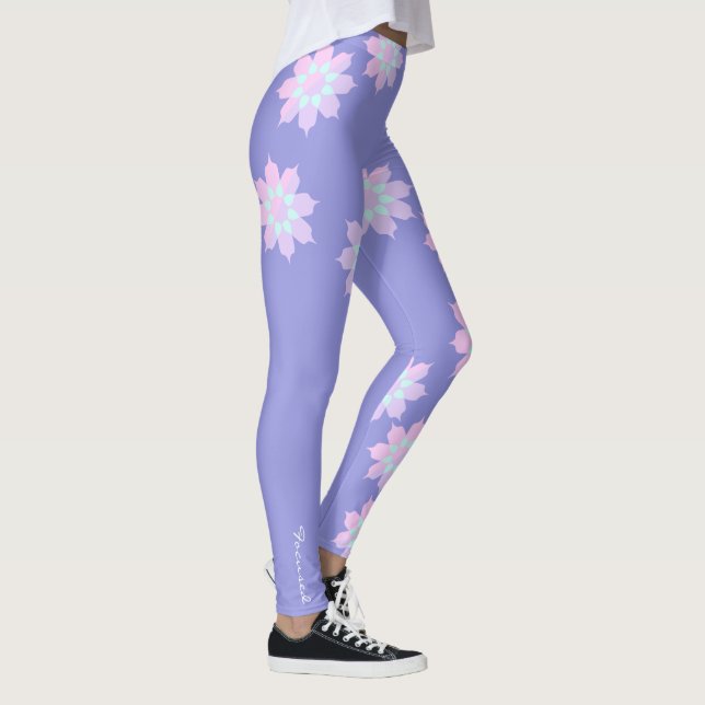 Pastel Colors Happy Turquoise Petals Leggings (Direita)