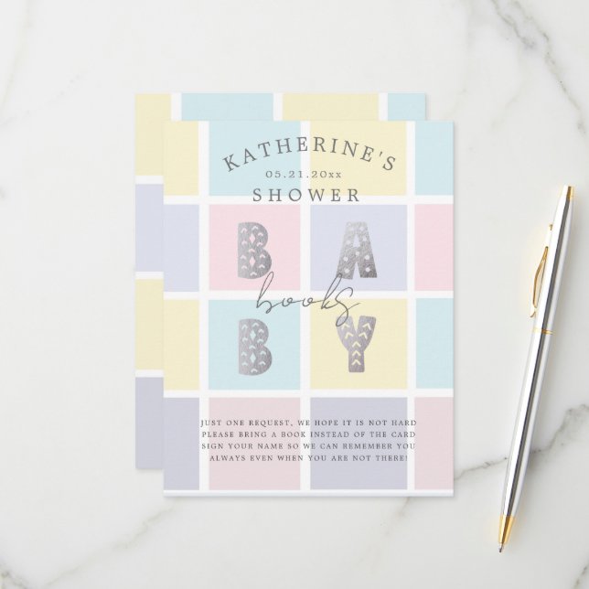 Pastel Colour Block Dourados Livros Para Cartão De (Frente/Verso In Situ)