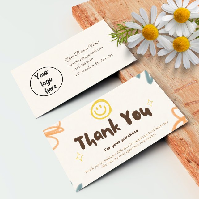 Pastel comercial de Cartões de agradecimentos pers (Personalized Business Thank You Card Messages Doodle)