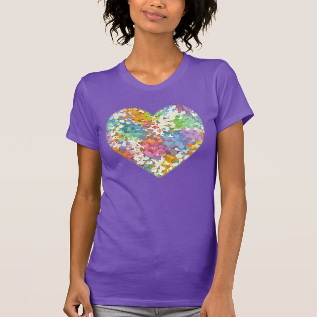 Pastel Confetti Hearts Purple T-Shirt (Frente)