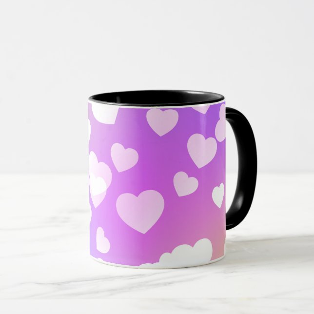 Pastel corações café e chá duas caneca tonta. (Frente Esquerda)