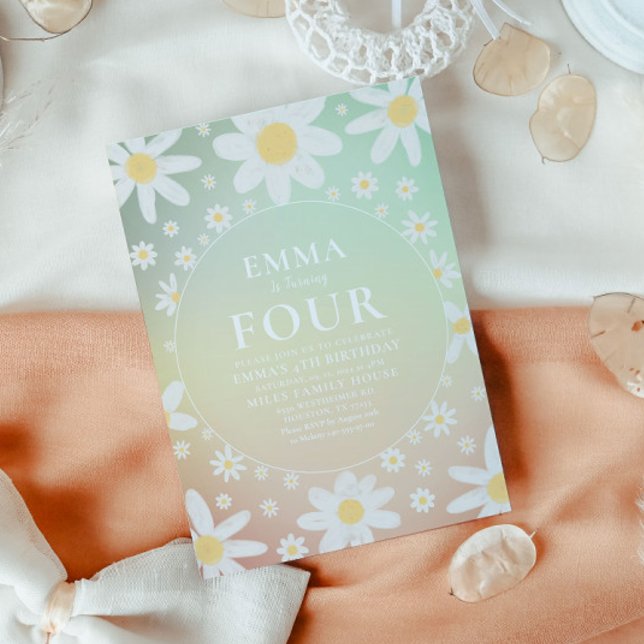 Pastel Daisy Convite de aniversário (Criador carregado)