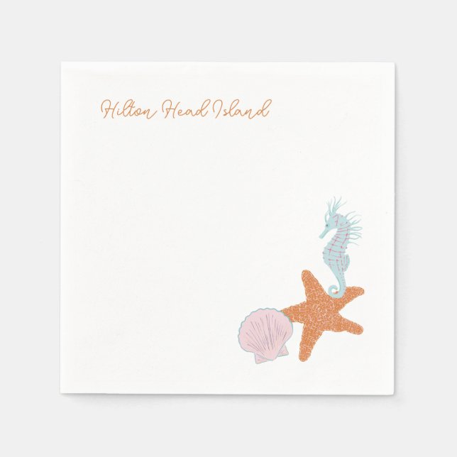 Pastel de Praia Desenha guardanapos de coquetel (Frente)