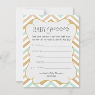 Pastel Dourado e verde Zig Zag Baby Guesses