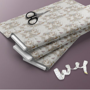 Pastel Doves Borboletas Florais Tecido