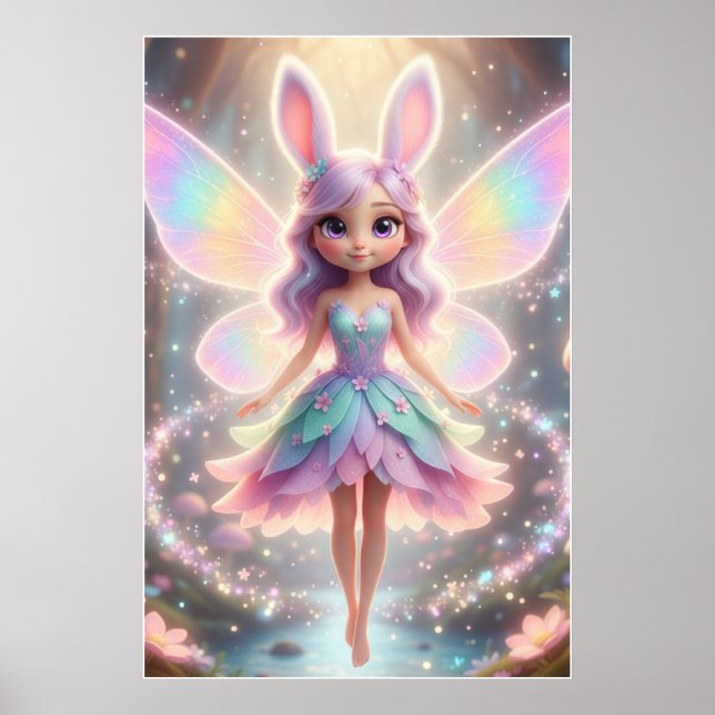 Pastel Fairy Bunny – Magical Fantasy Poster Art (Frente)