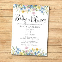 Pastel Floral Baby in Bloom Watercolor Convite