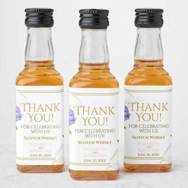 Pastel Floral Casamento Obrigado Mini (Garrafas)