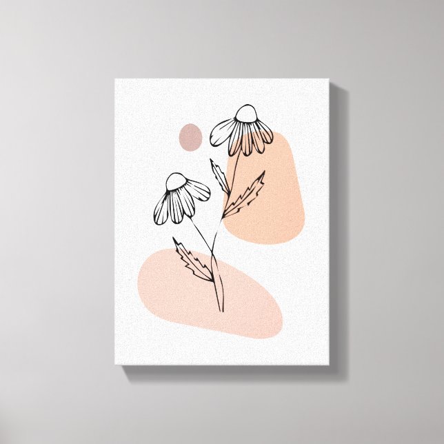 Pastel Floral Line Art – Modern Canvas Print (Frente)