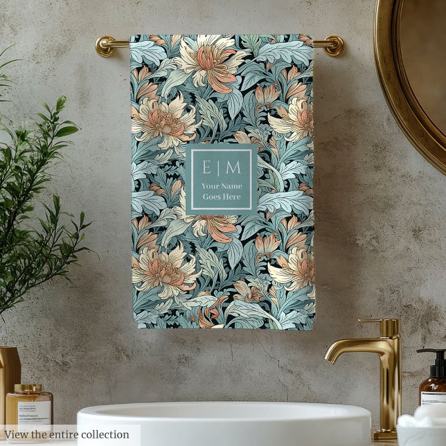 Pastel Floral Morris Inspirou a Toalha do Banho (Pastel Floral Morris Inspired Bath Towel)