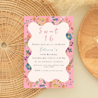 Pastel Floral Sweet 16 Convite